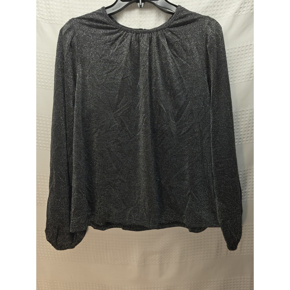 Simply Vera Wang Blouse Womens Size Medium Black Long Sleeve